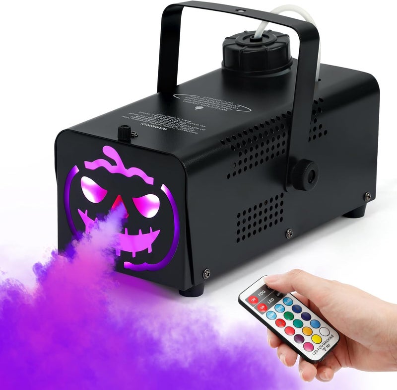 TCFUNDY 500W Fog Machine with 9 LED Lights, Fogger with 12 Color Lights Effect for Halloween Wedding DJ Party Stage, Portable Smoke Machine Outdoor with Remote Control - Image 1